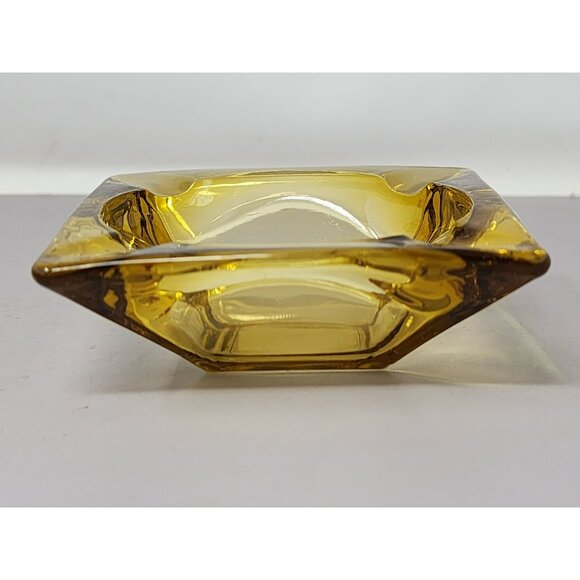 Vintage Amber Glass Square Collectible‎ Ashtray MCM - Picture 2 of 9